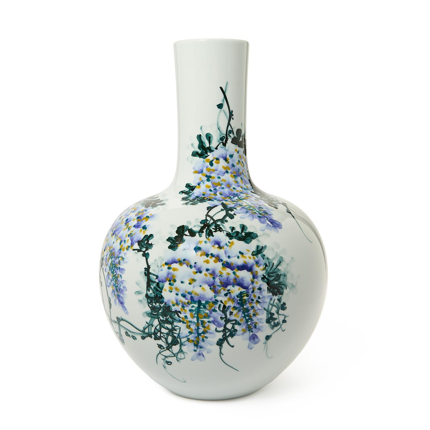 Two's Company Giftware 21" Hand-painted Wisteria Design Vase