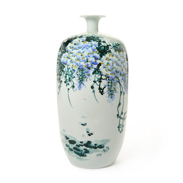 Two's Company Giftware 21" Hand-painted Wisteria Design Vase