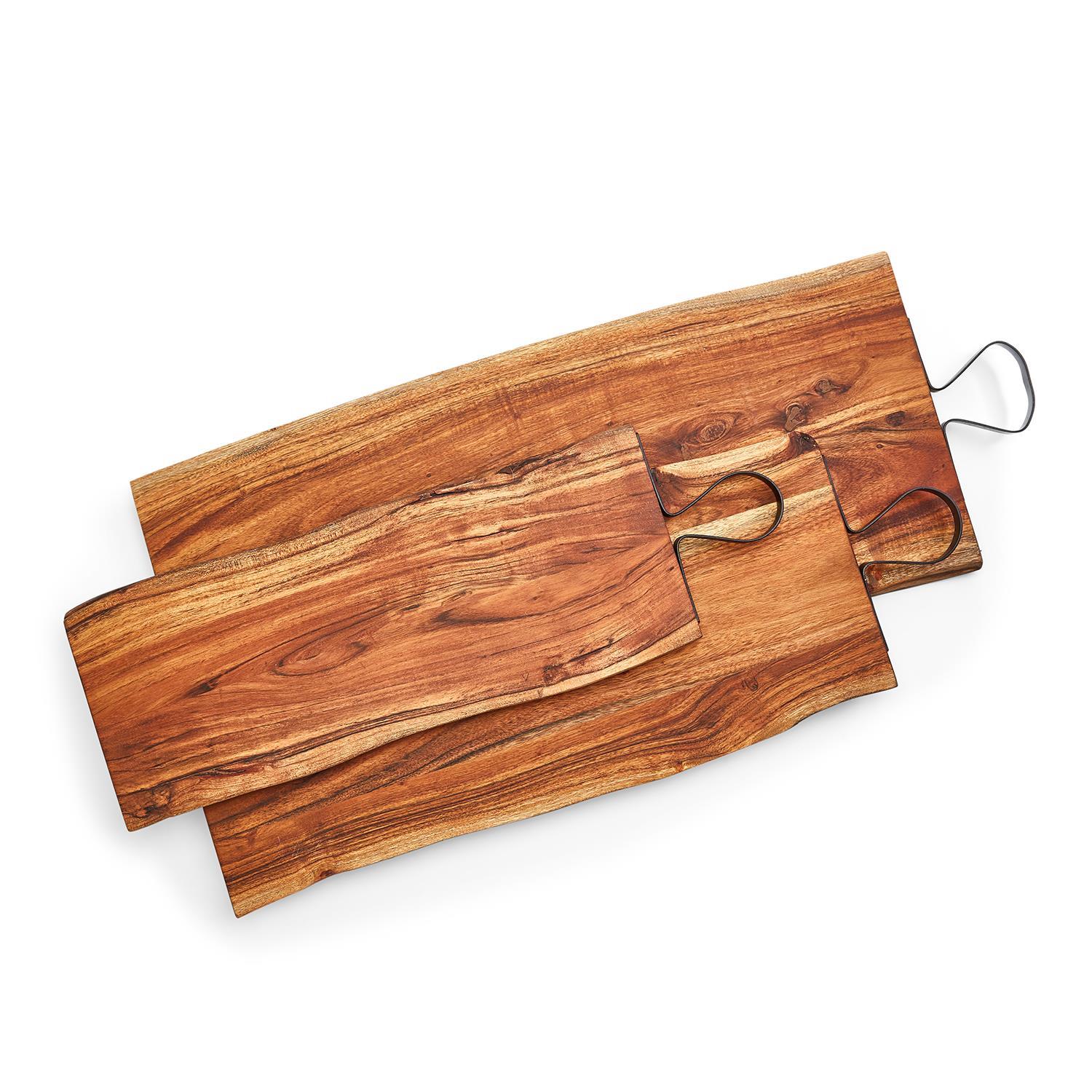 Two's Company Giftware Set/3 Serving Boards with Iron Handle