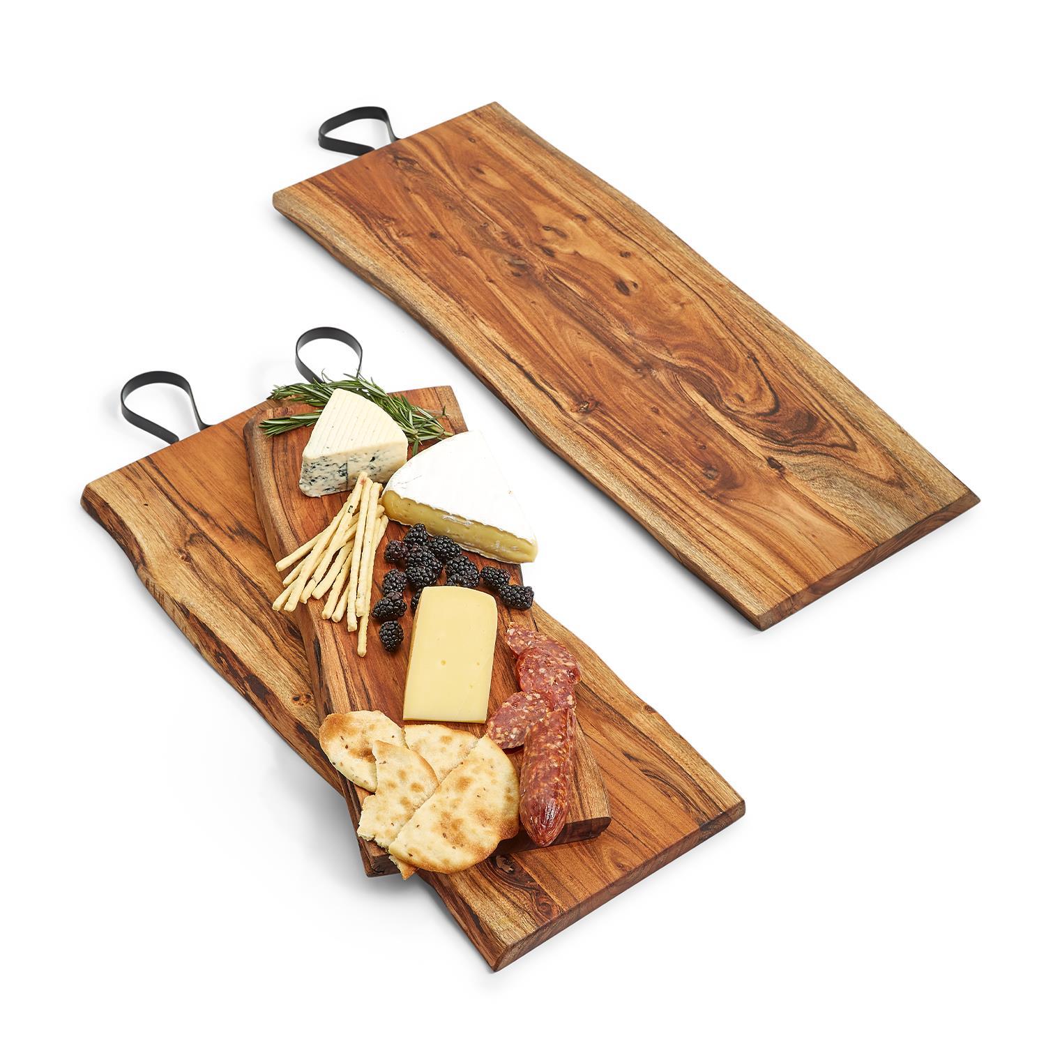 Two's Company Giftware Set/3 Serving Boards with Iron Handle