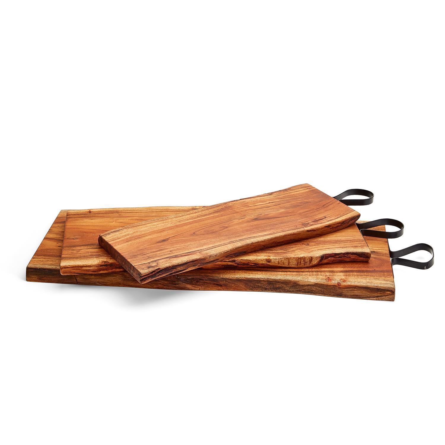 Two's Company Giftware Set/3 Serving Boards with Iron Handle