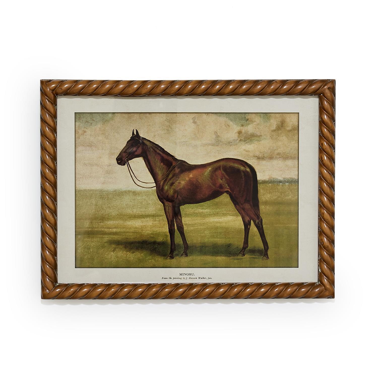 Two's Company Home Decor Set/4 Antiqued Horse Wall Art in Twist Braid Frame