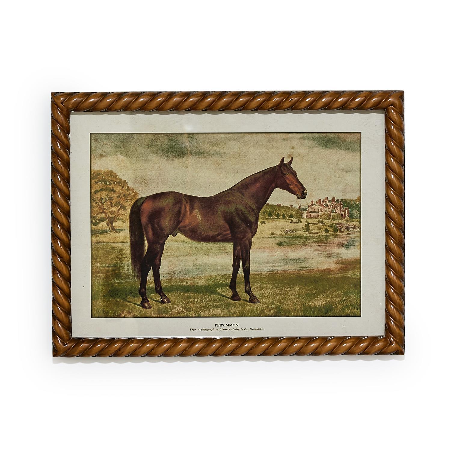 Two's Company Home Decor Set/4 Antiqued Horse Wall Art in Twist Braid Frame