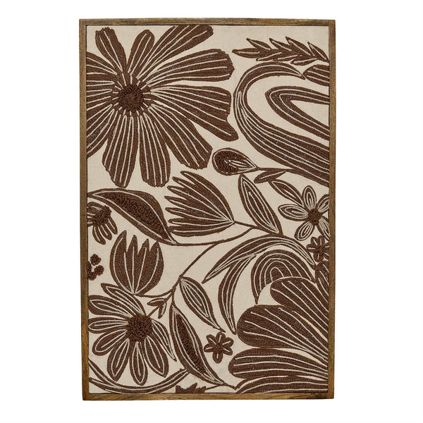 Twos Company Home Decor Abstract Floral Array Hand Embroidered Wall Art