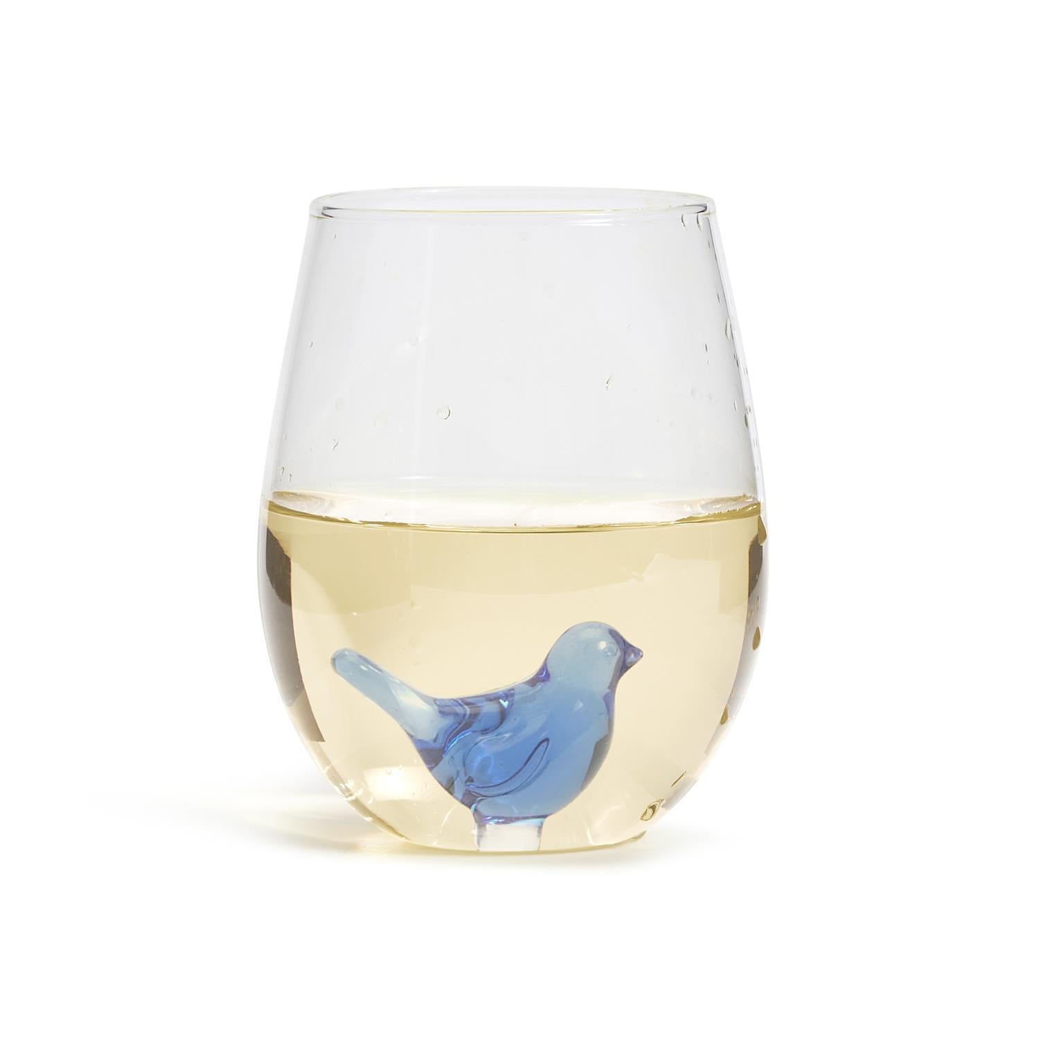 Twos Company Giftware Blue Bird Stemless Wine Glass