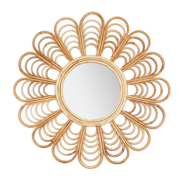 Twos Company Home Flower Shaped Wall Mirror - Cane