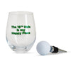 Twos Company Giftware Golf Stemless Wine Glass with Golf Ball Wine Stopper
