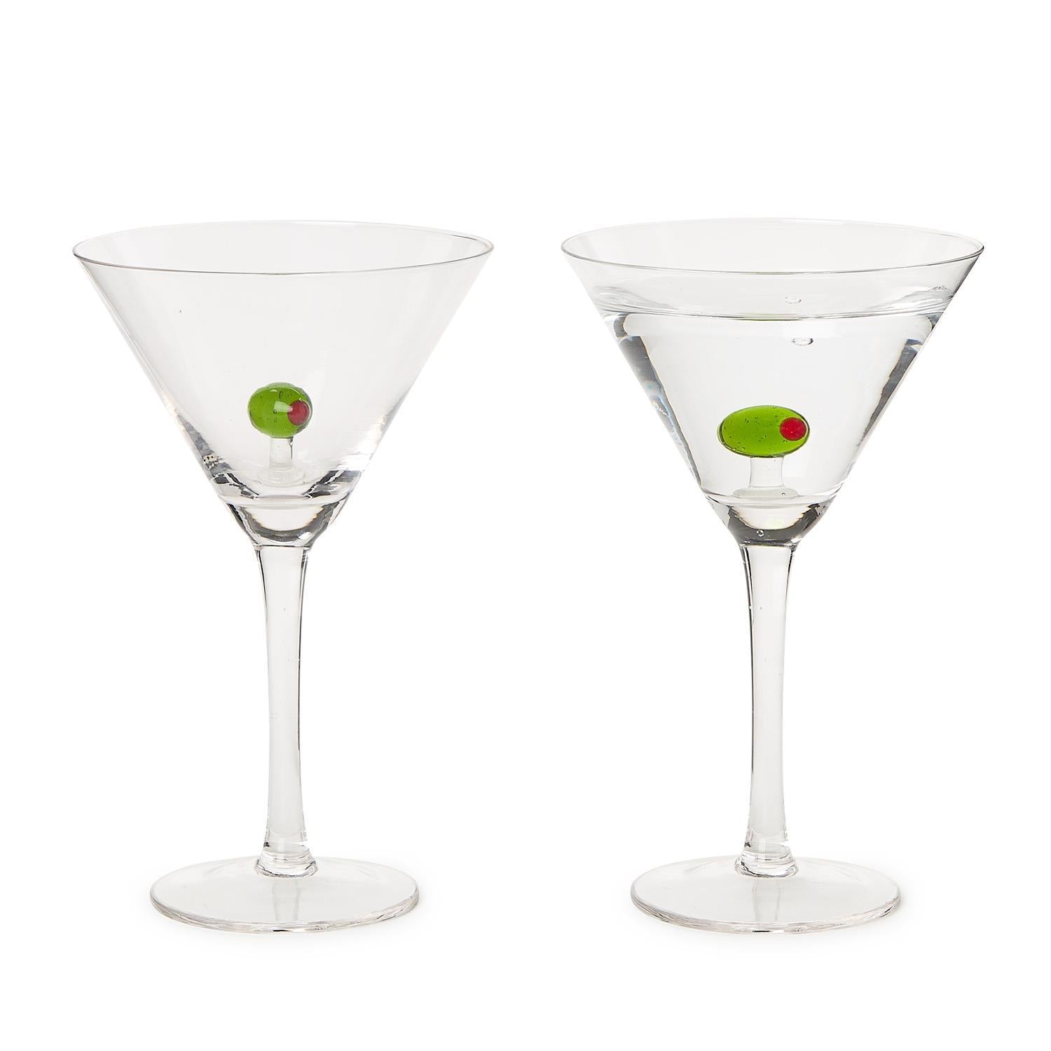 Twos Company Serveware Martini Glass with Olive