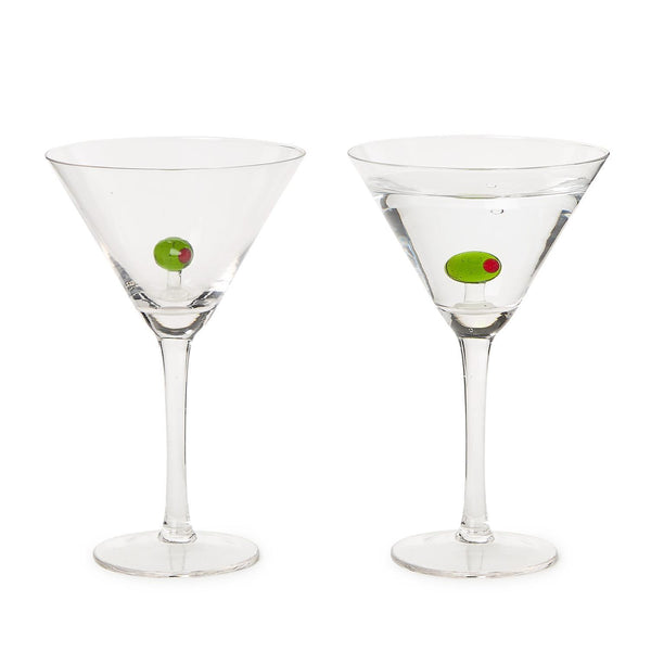 Twos Company Serveware Martini Glass with Olive