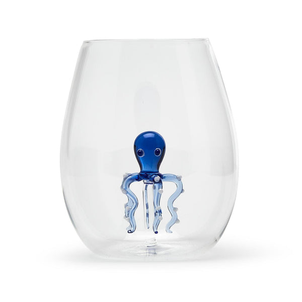 Twos Company Giftware Octopus Icon Stemless Wine Glass
