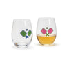 Twos Company Giftware Pickleball Stemless Wine Glass Assorted 2 Colors