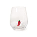 Twos Company Serveware Red Chili Pepper Stemless Wine Glass