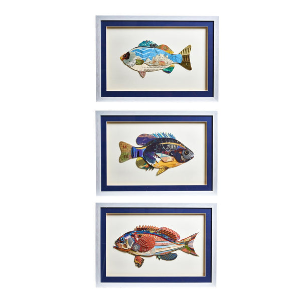 Twos Company Home Decor S/3 Fish Collage