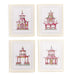 Twos Company Home Decor S/4 Pink Pagoda White Beaded Framed Wall Art Prints