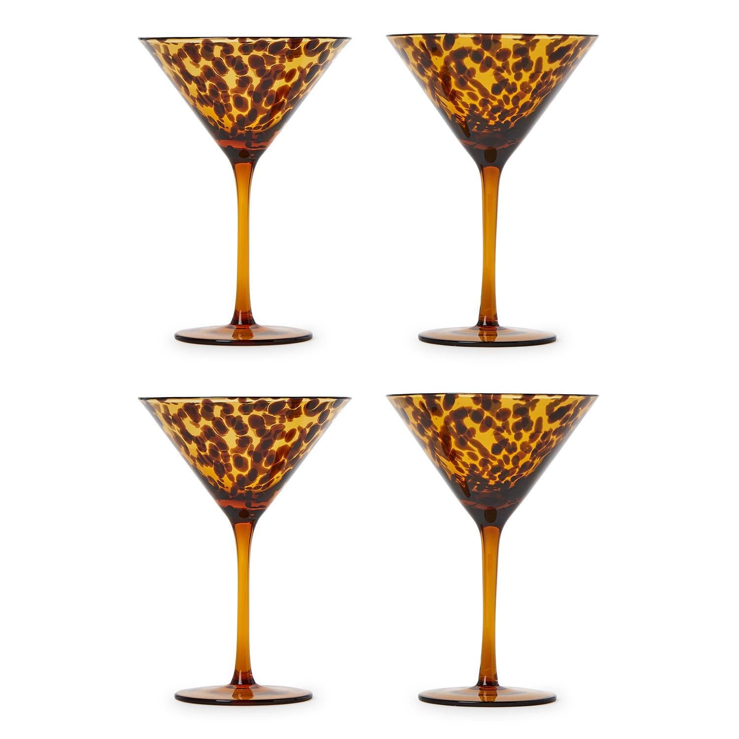 Twos Company Serveware S/4 Tortoise Print Martini Glass