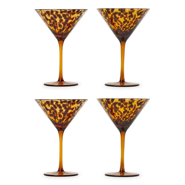 Twos Company Serveware S/4 Tortoise Print Martini Glass