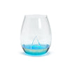 Twos Company Giftware Sailboat Icon Stemless Wine Glass with Ocean Blue Bottom