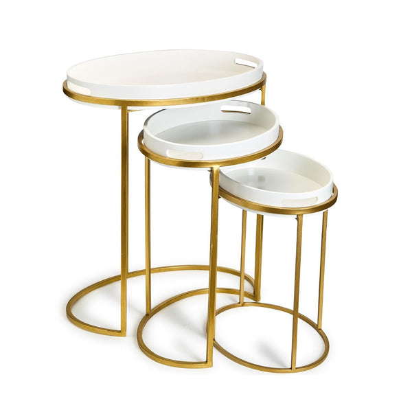 Twos Company Home Set of 3 Side Table with Removable Tray Includes 3 Different Sizes