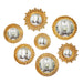 Twos Company Home Set of 7 Gold Leaf Convex Wall Mirror