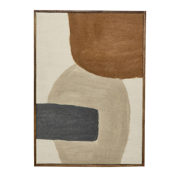 Twos Company Home Decor Shapes, Woolen Felt Abstract Wall Art with Wooden Frame