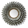 Twos Company Home Sunflower Hand-Crafted Galvanized Wall Decor with Mirror and Gold Accent