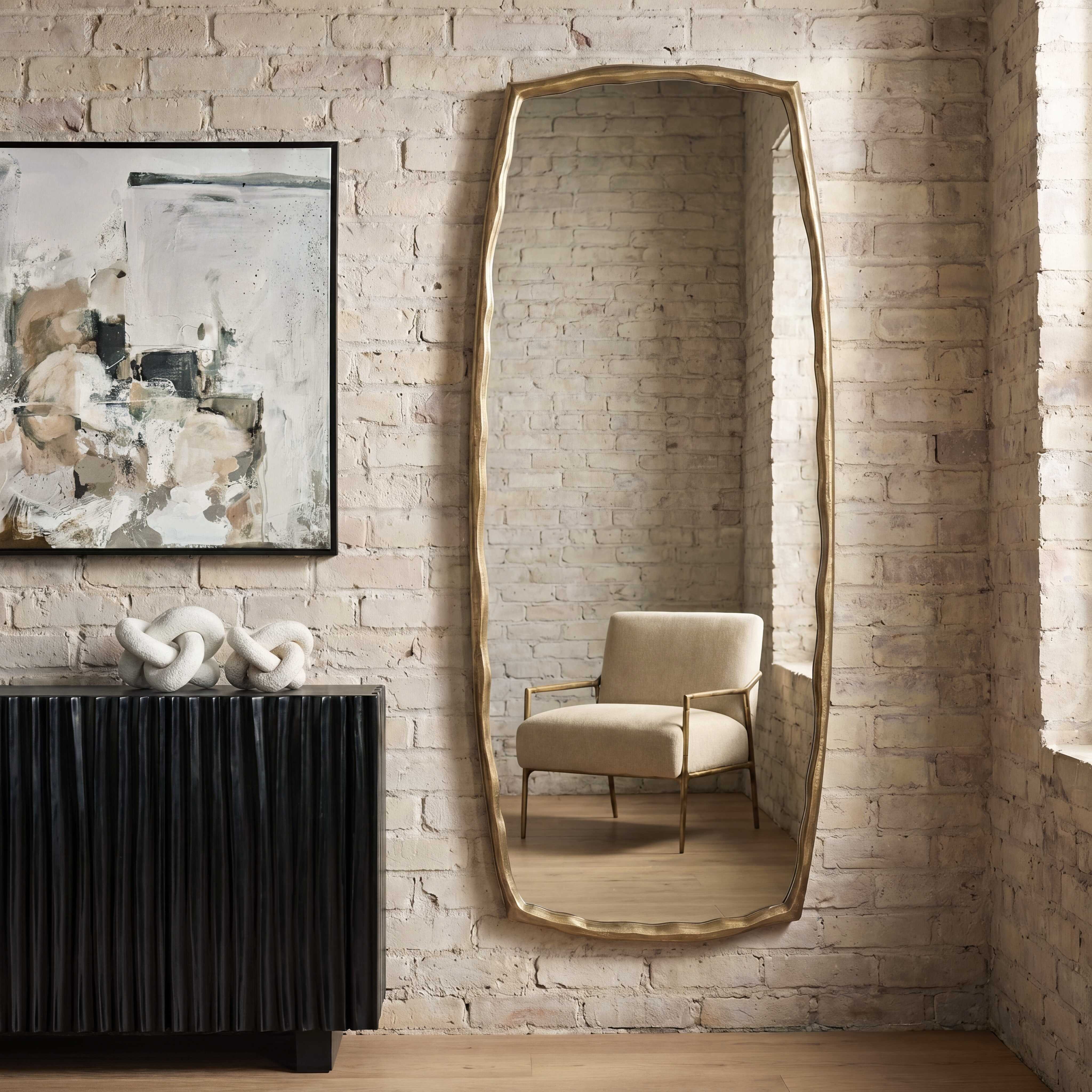 Uttermost Home Decor Uttermost Adair Antique Brass Tall Mirror