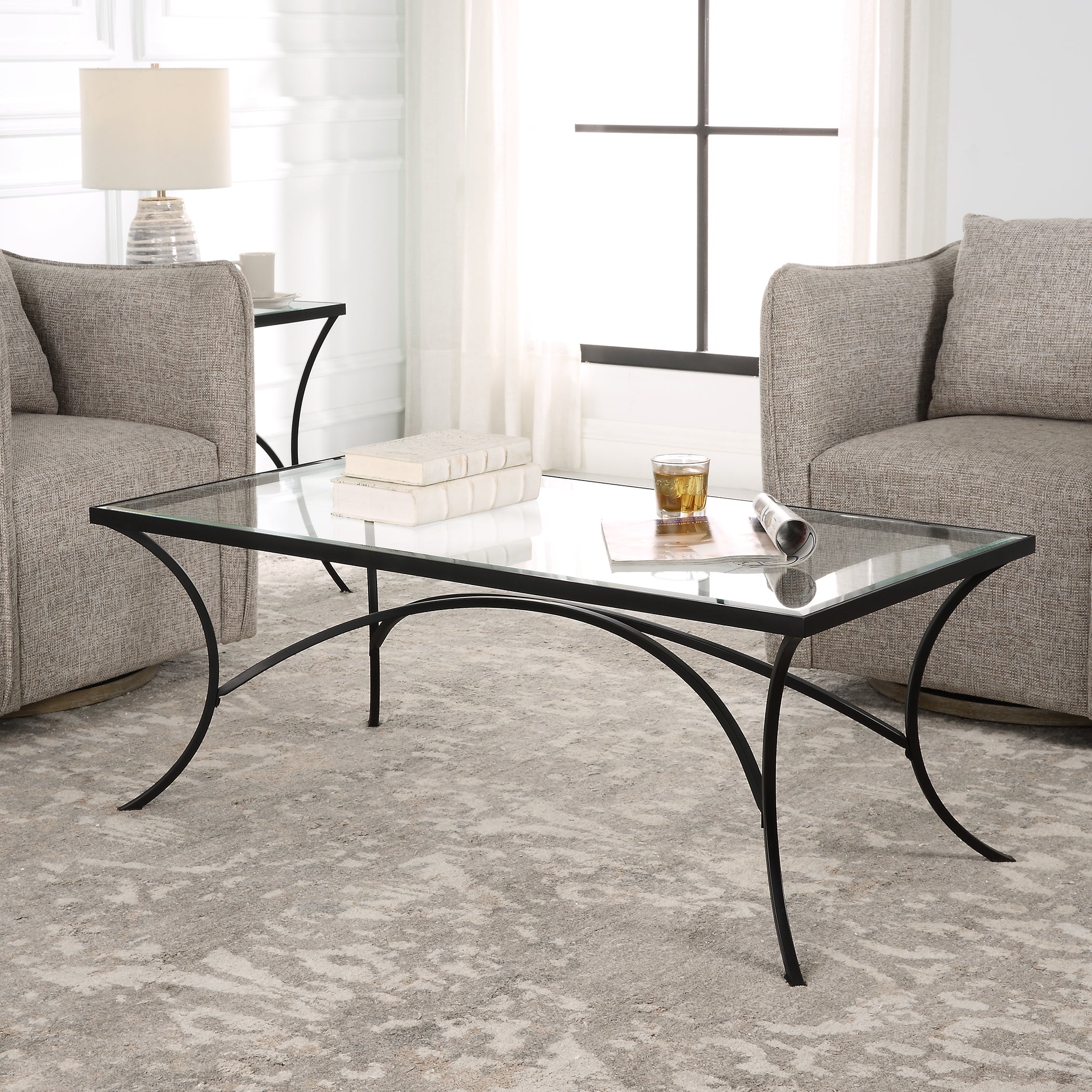 Uttermost Home Uttermost Alayna Black Metal & Glass Coffee Table