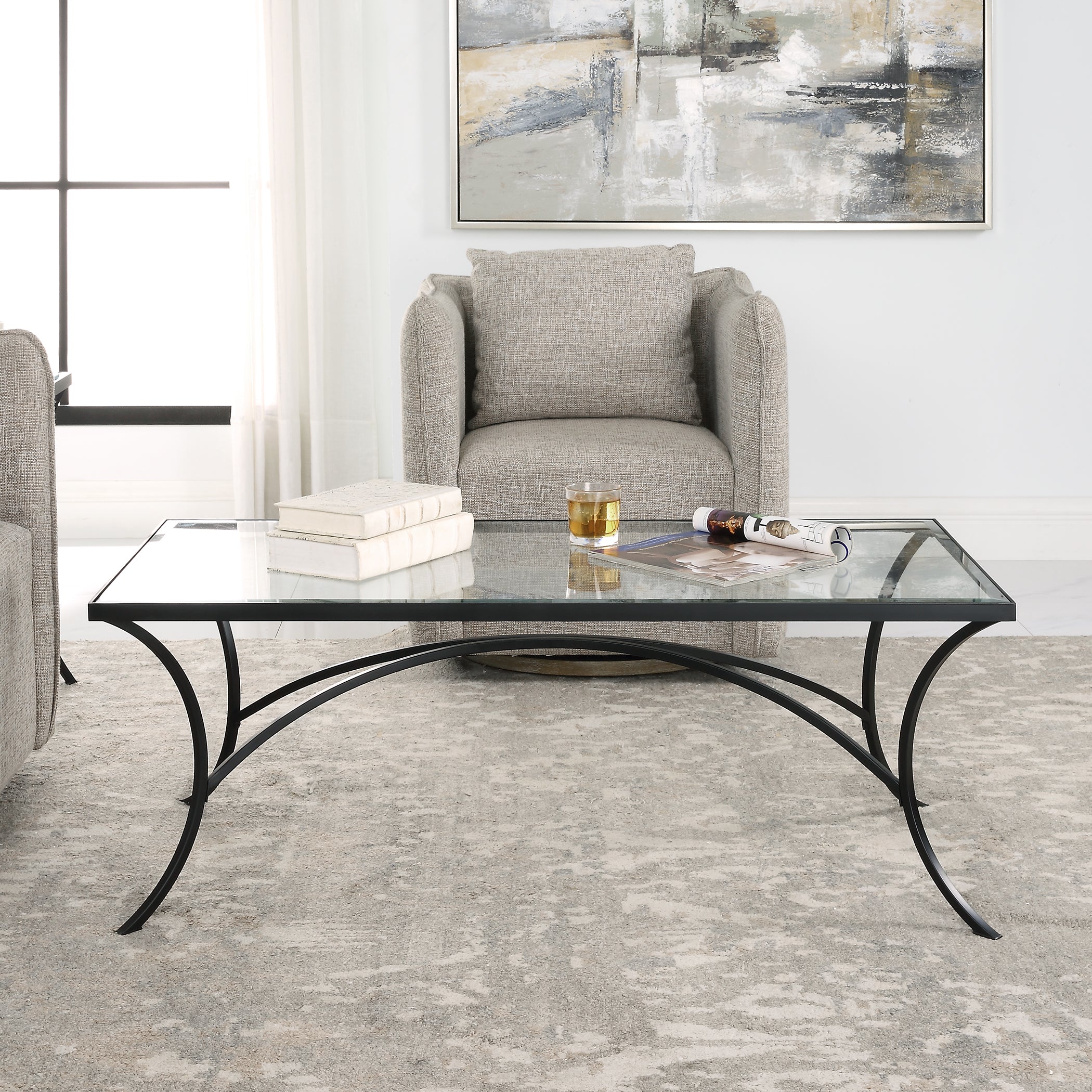 Uttermost Home Uttermost Alayna Black Metal & Glass Coffee Table