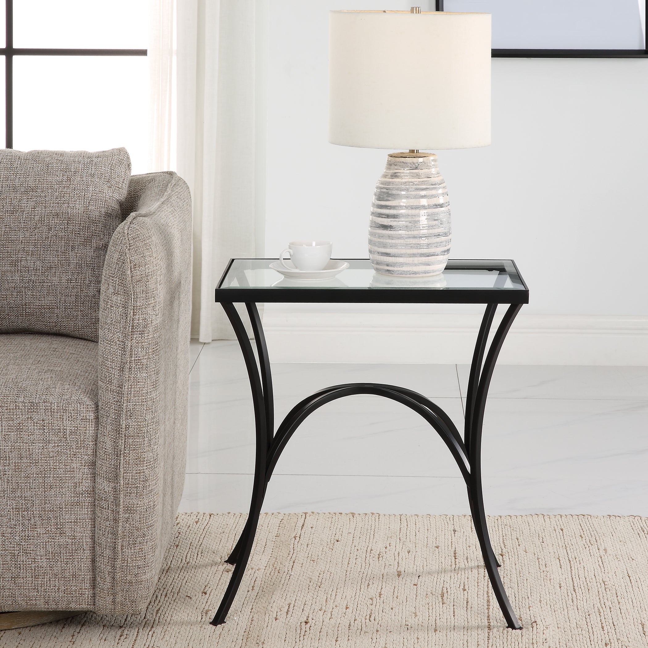 Uttermost Home Uttermost Alayna Black Metal & Glass End Table