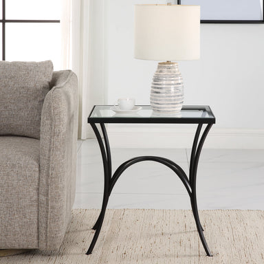 Uttermost Home Uttermost Alayna Black Metal & Glass End Table