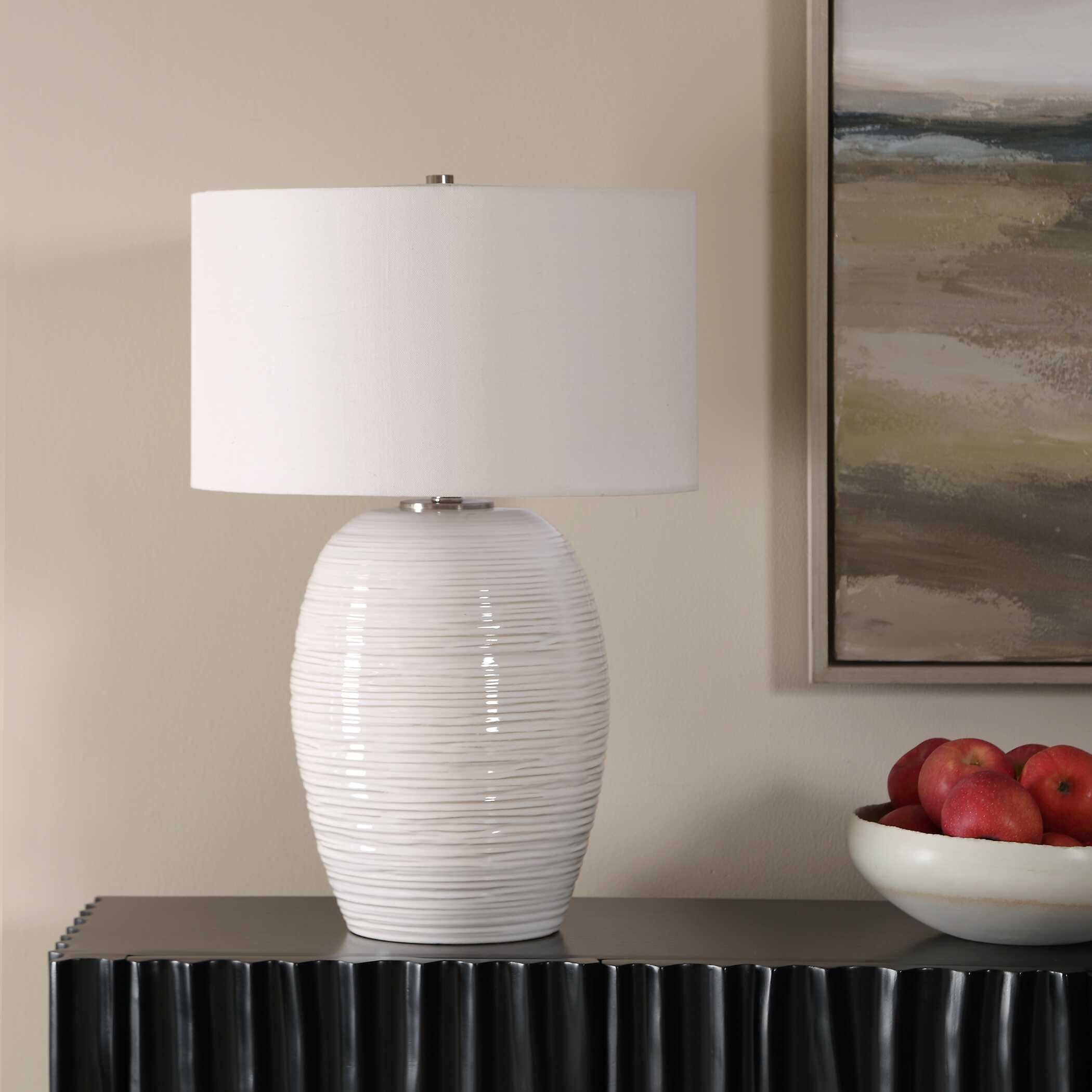 Uttermost Lighting Uttermost Alkman White Glaze Table Lamp