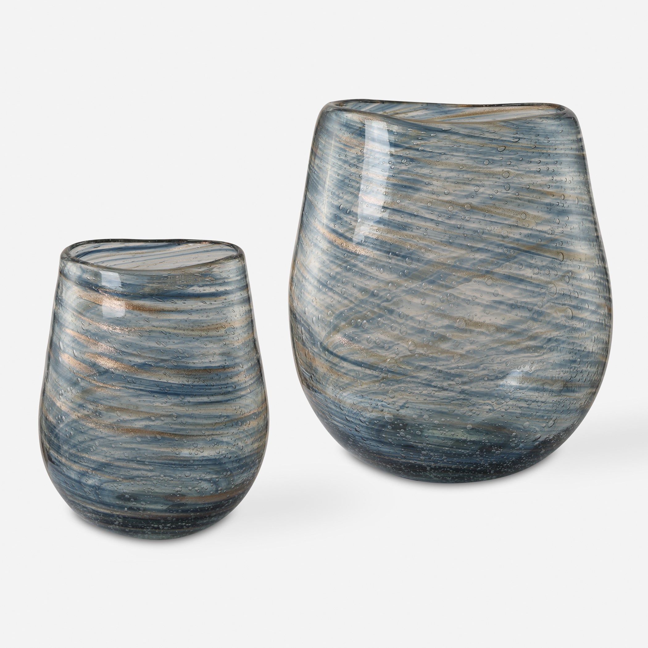 Uttermost Home Decor Uttermost Aurora Swirl Glass Vases, S/2