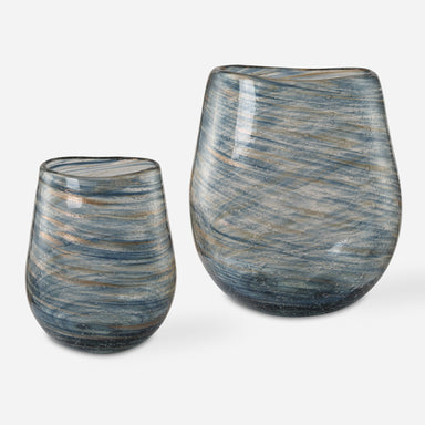Uttermost Home Decor Uttermost Aurora Swirl Glass Vases, S/2