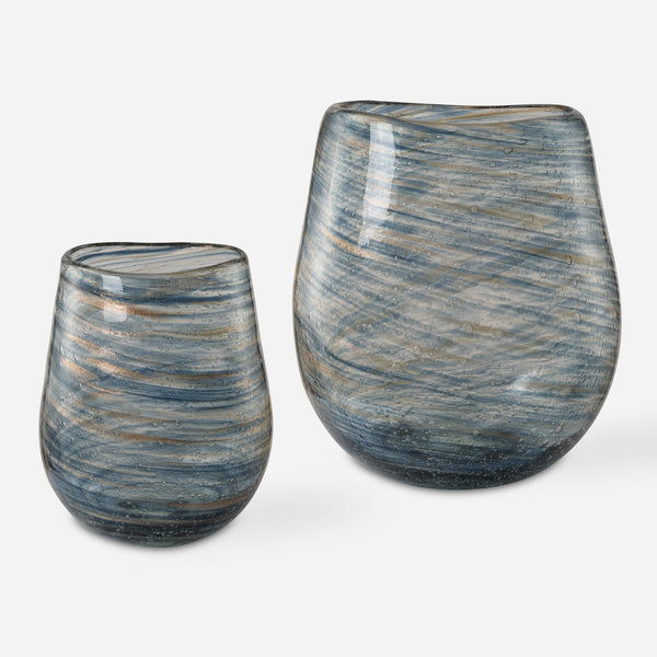 Uttermost Home Decor Uttermost Aurora Swirl Glass Vases, S/2