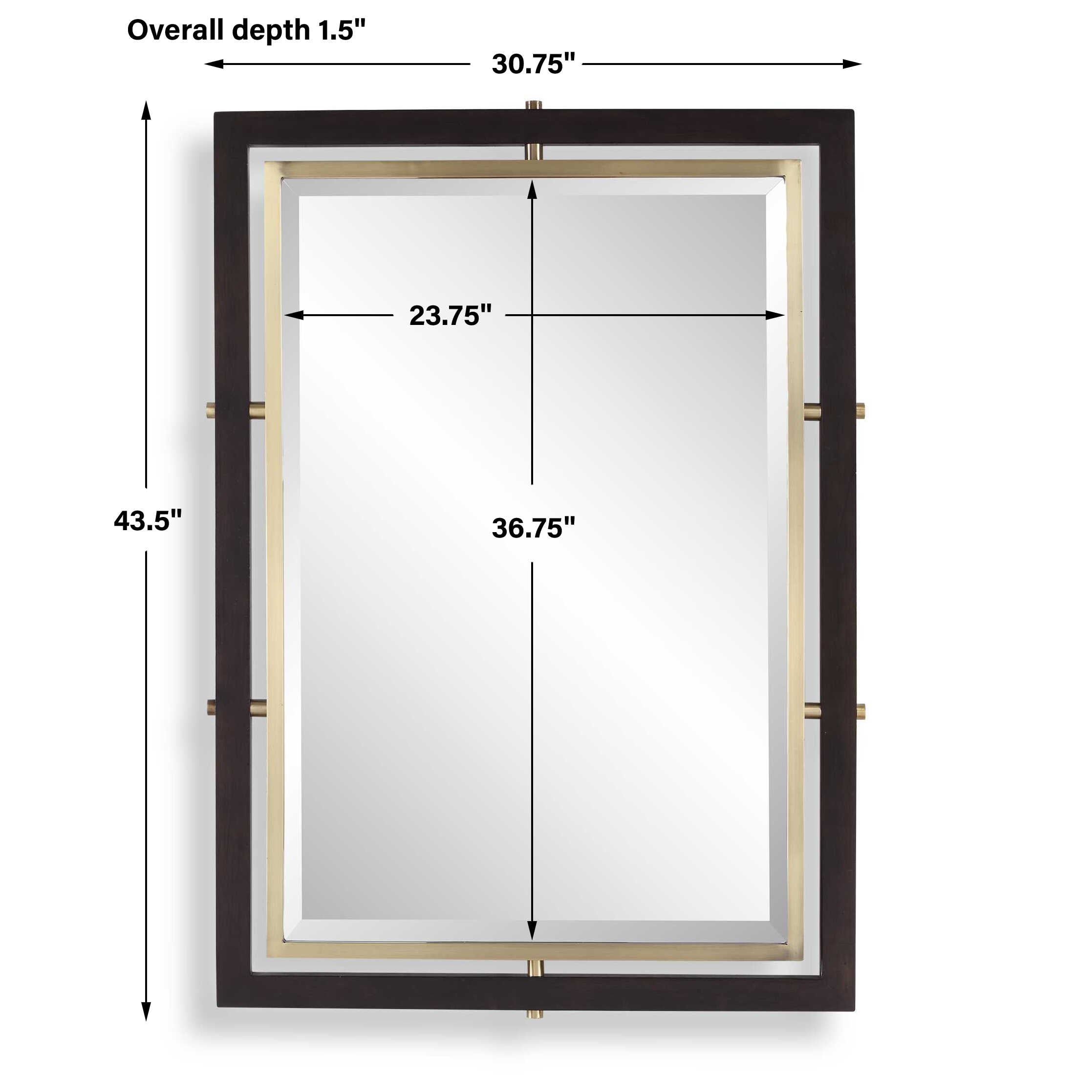 Uttermost Home Decor Uttermost Bach Walnut & Brass Rectangle Mirror