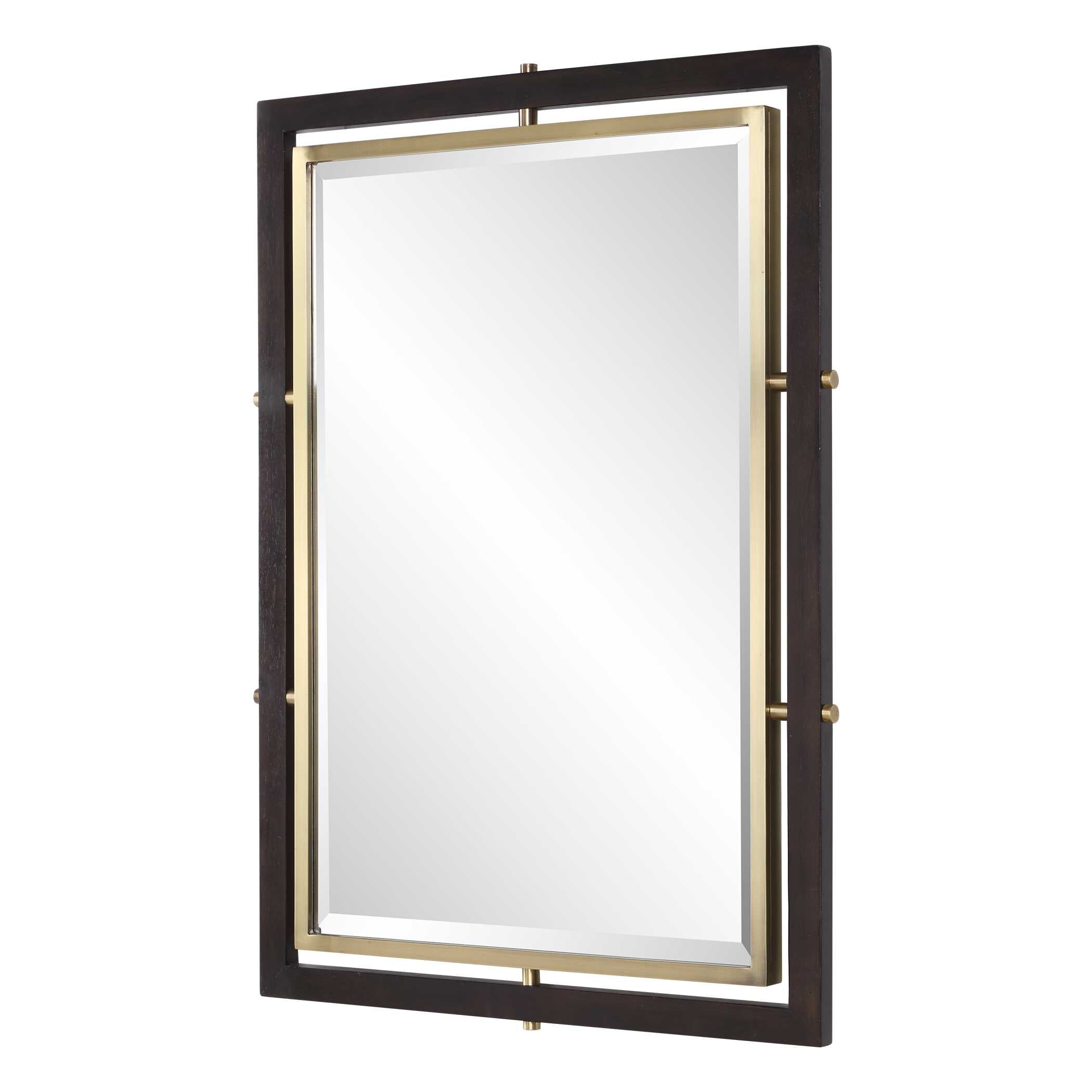 Uttermost Home Decor Uttermost Bach Walnut & Brass Rectangle Mirror