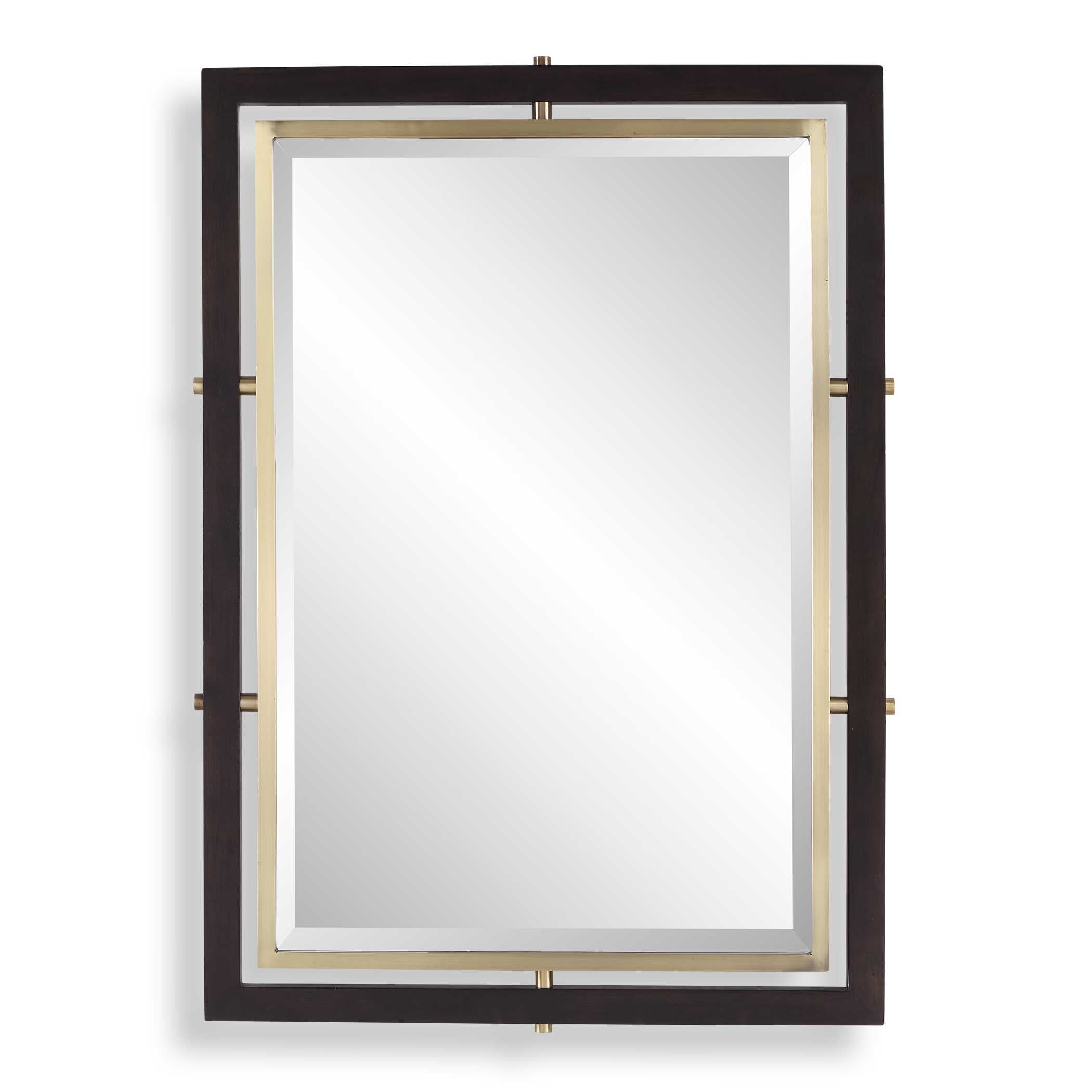Uttermost Home Decor Uttermost Bach Walnut & Brass Rectangle Mirror