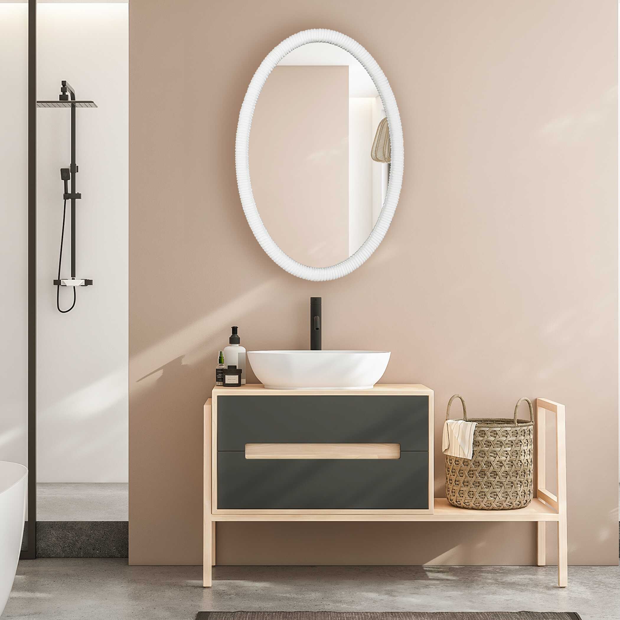 Uttermost Home Decor Uttermost Bali White Ribbed Oval Mirror