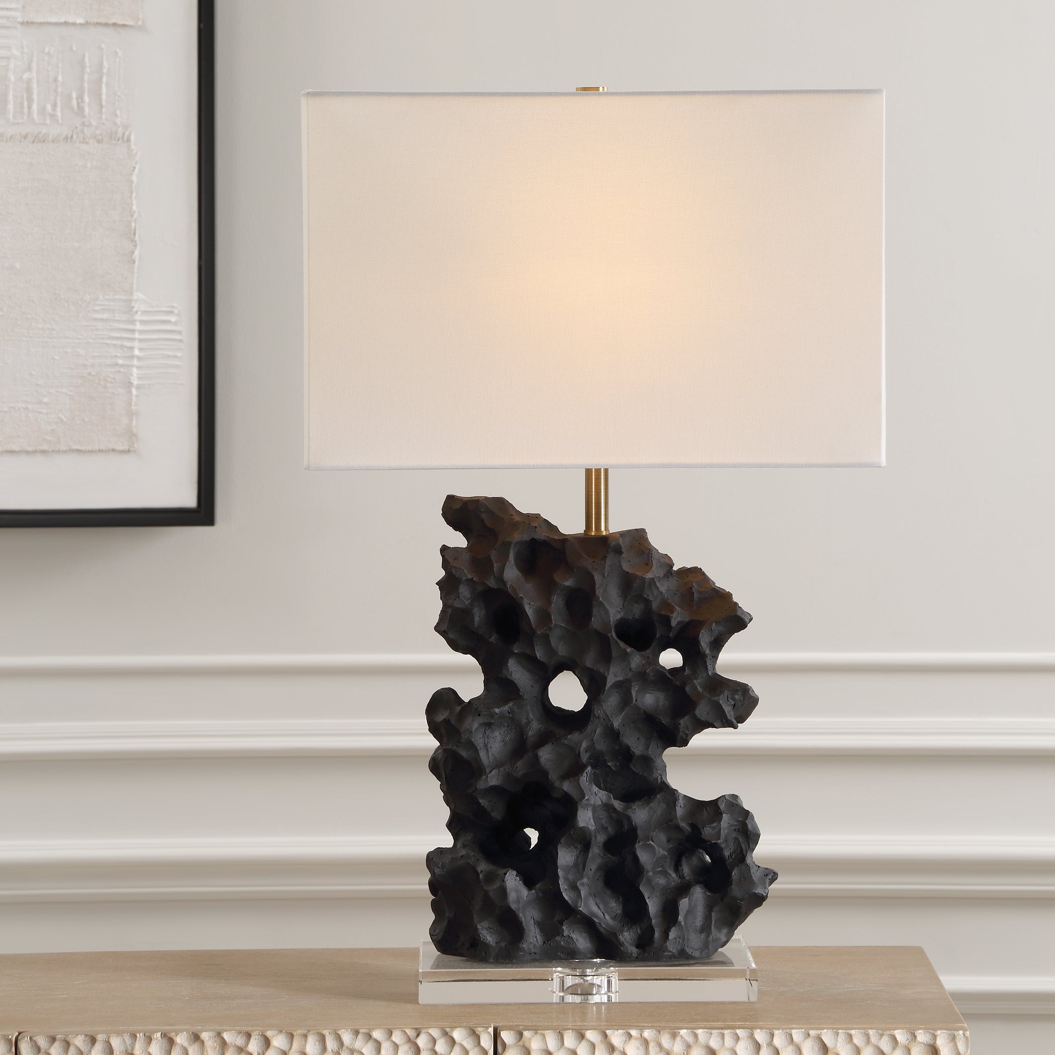 Uttermost Lighting Uttermost Basalt Black Stone Table Lamp