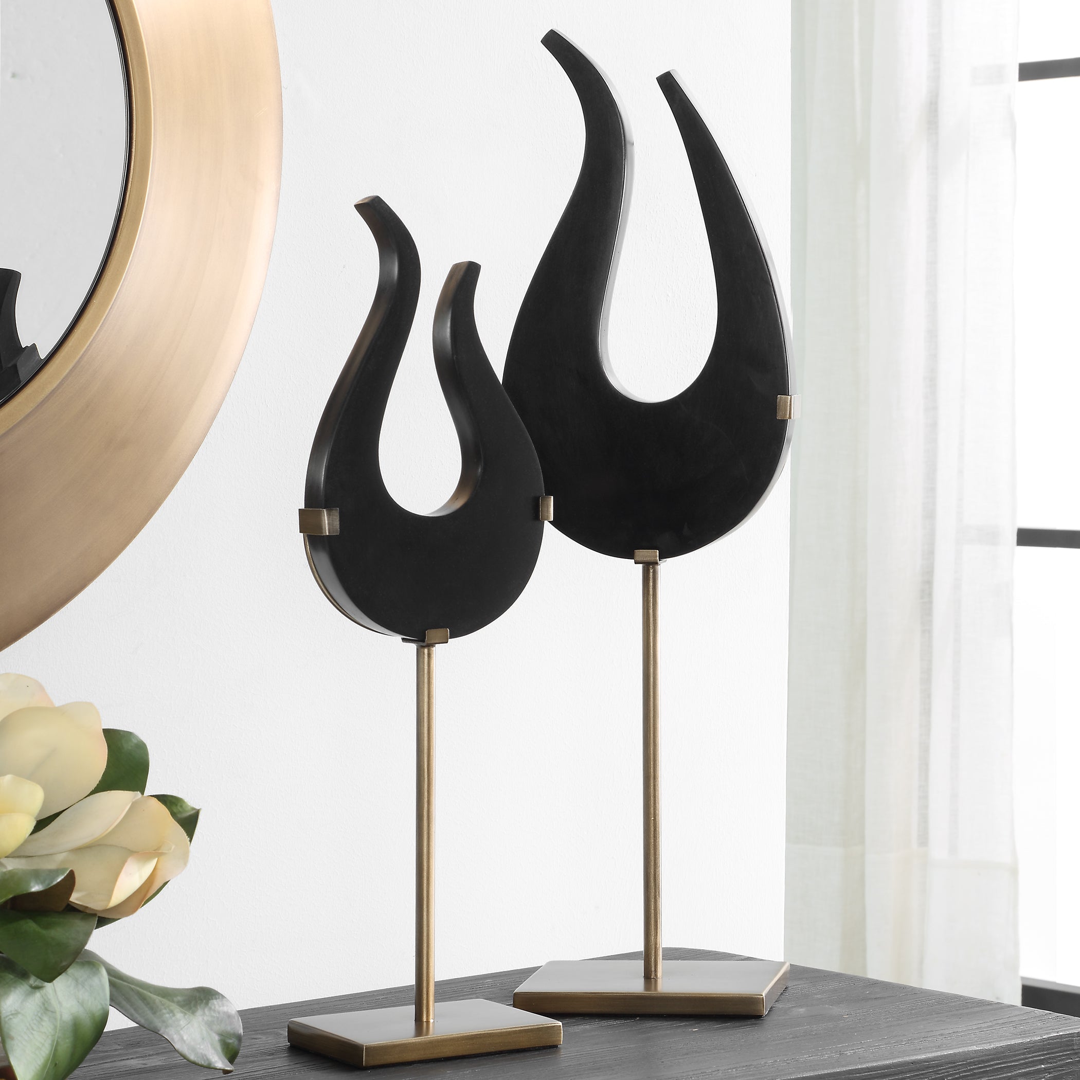 Uttermost Home Decor Uttermost Black Flame Sculptures, S/2
