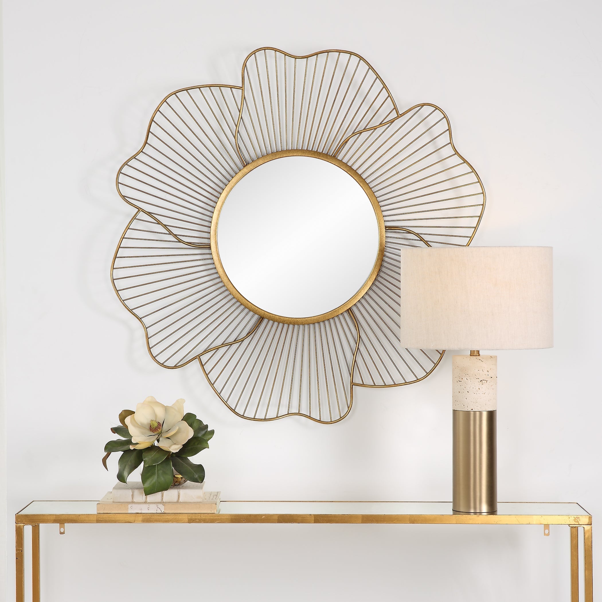 Uttermost Home Decor Motor Freight - Est Rate Quoted Uttermost Blossom Gold Floral Mirror