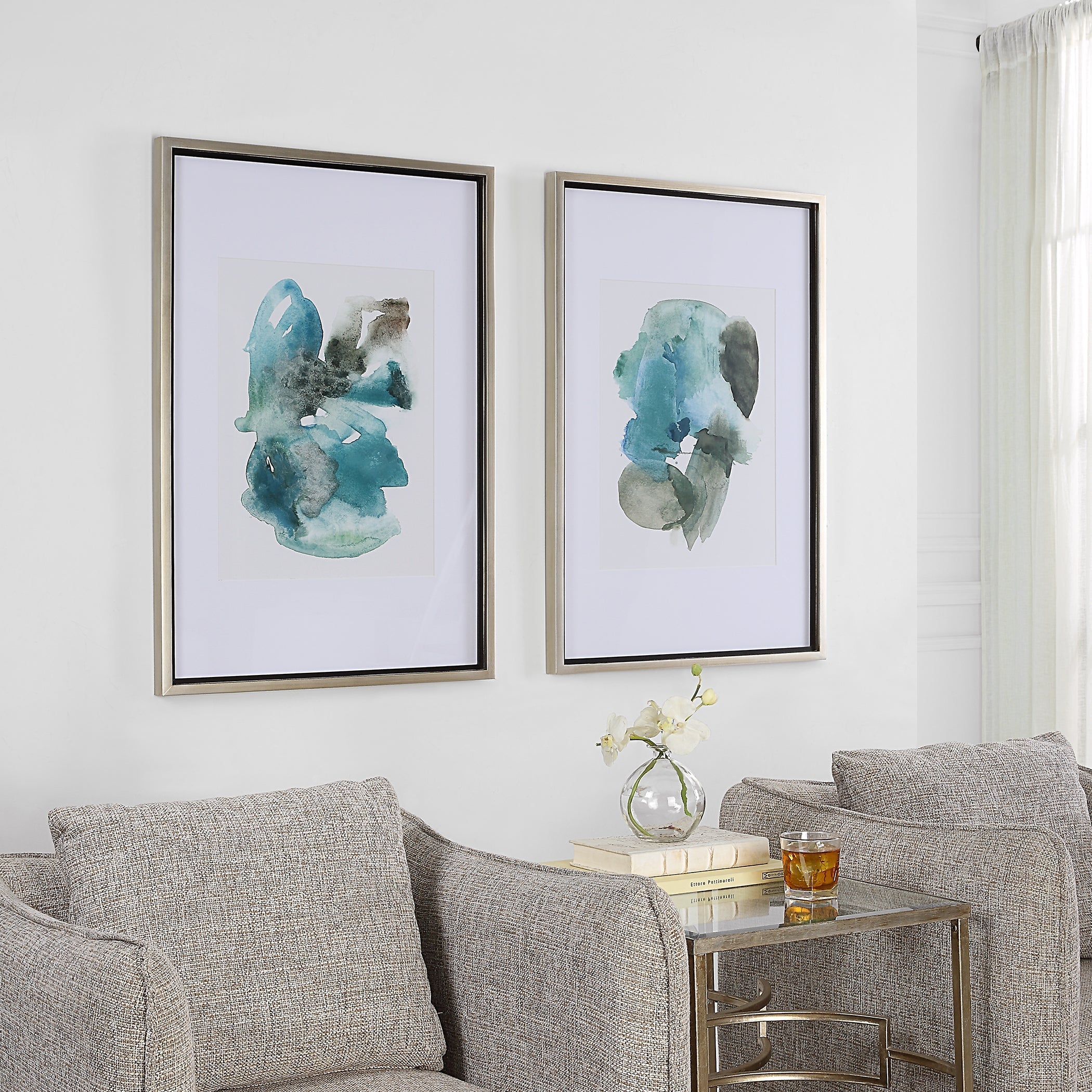 Uttermost Home Decor Uttermost Blueprints Watercolor Prints, Set Of 2