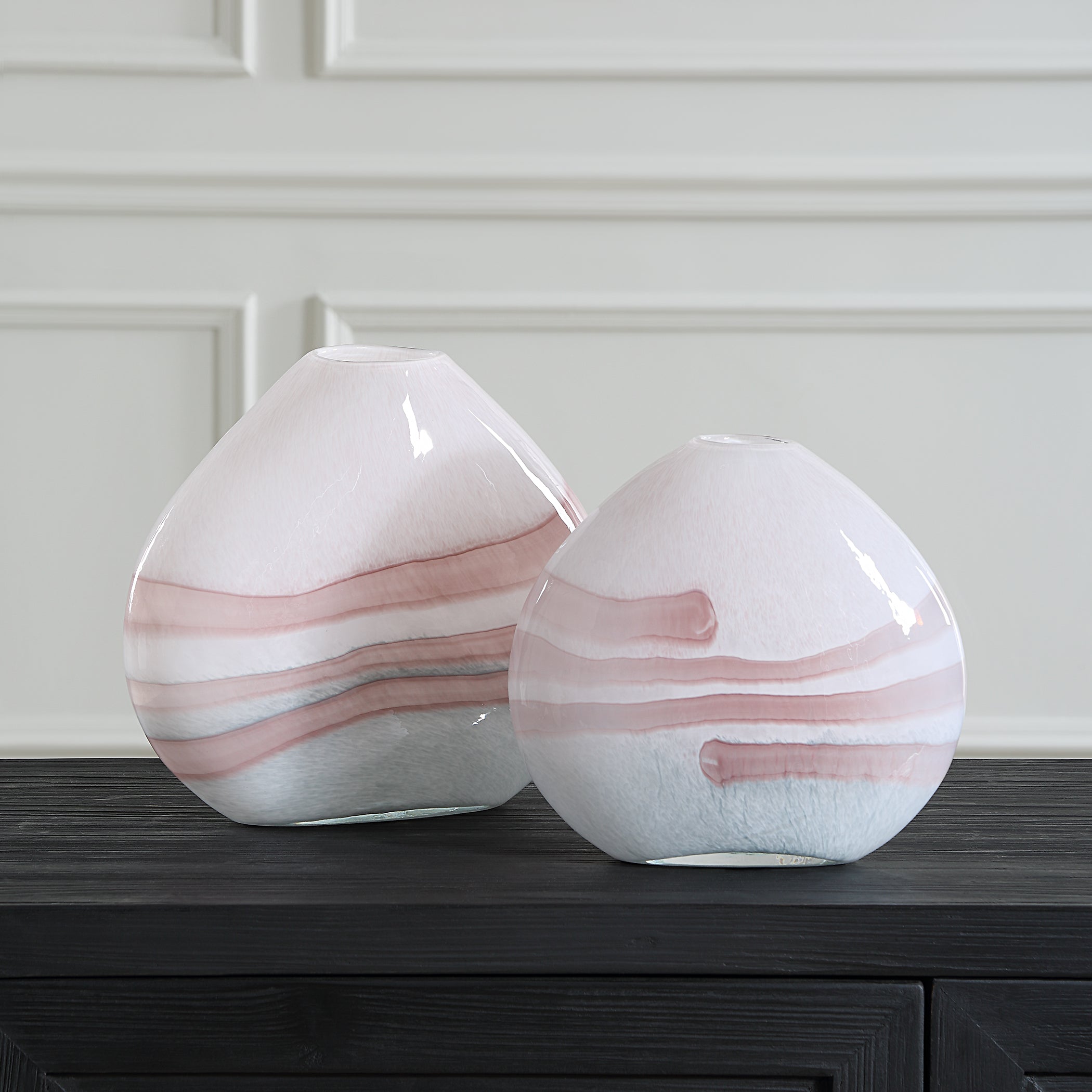 Uttermost Home Decor Uttermost Blush Swirl Glass Vases, S/2