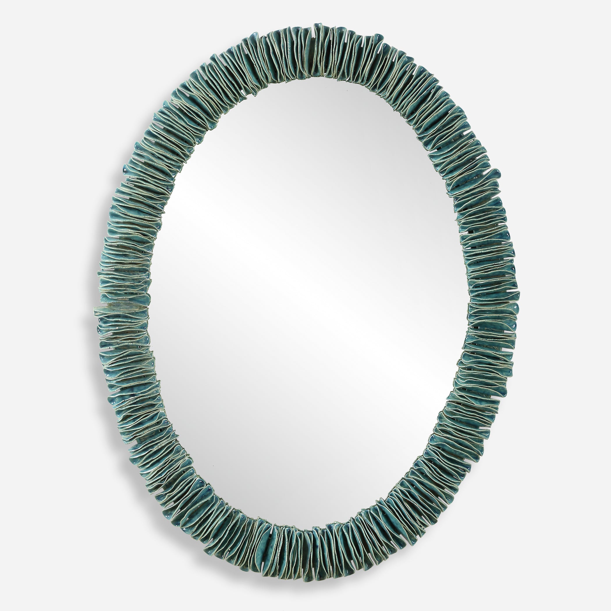 Uttermost Home Decor Uttermost Bonaire Teal Blue Oval Mirror