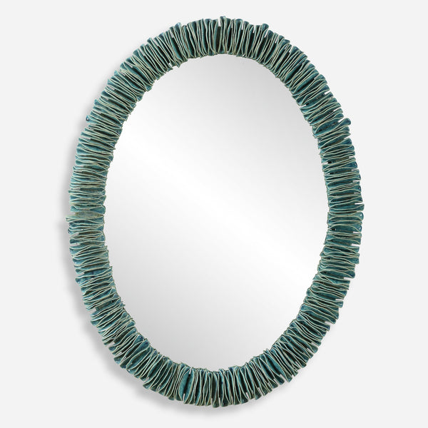 Uttermost Home Decor Uttermost Bonaire Teal Blue Oval Mirror