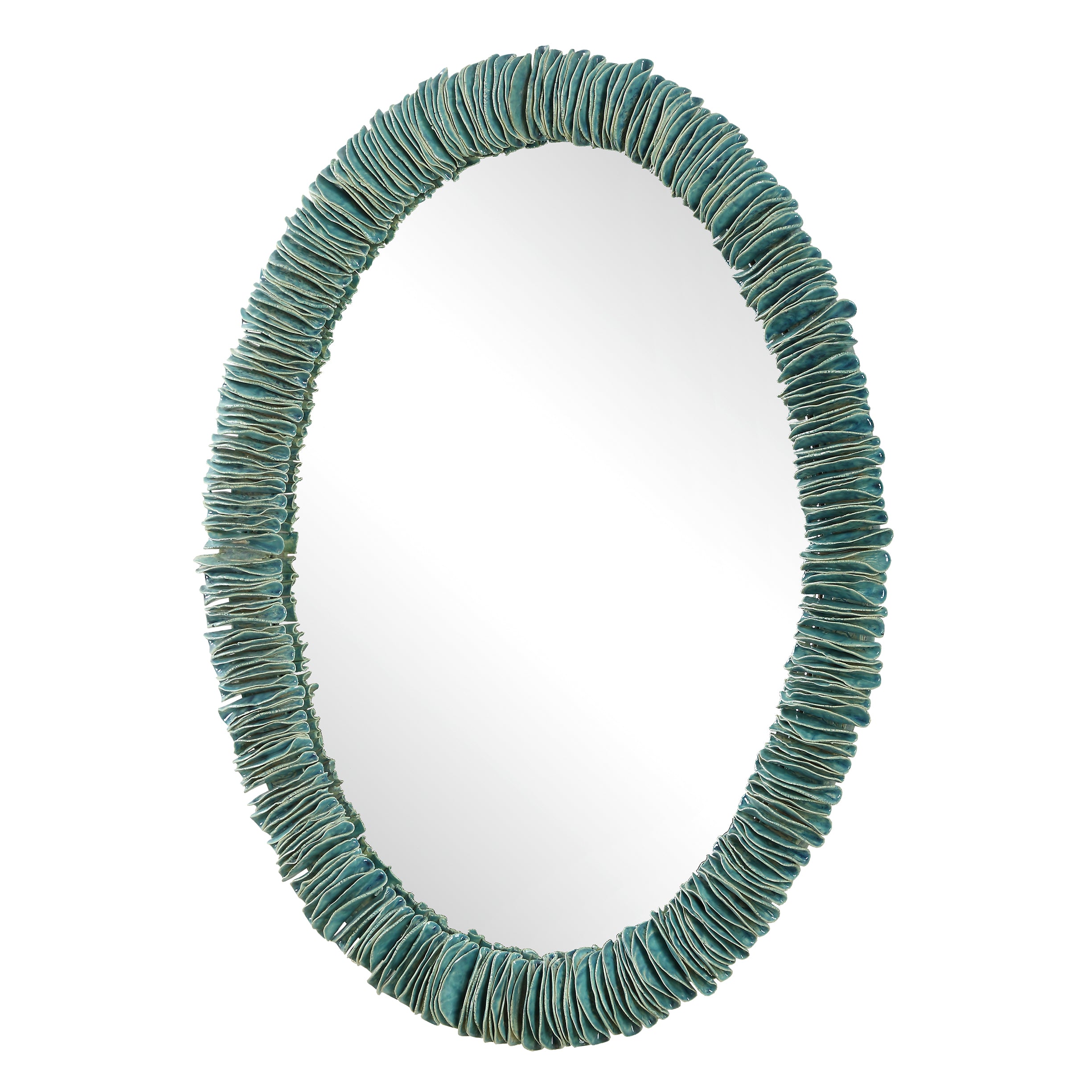 Uttermost Home Decor Uttermost Bonaire Teal Blue Oval Mirror