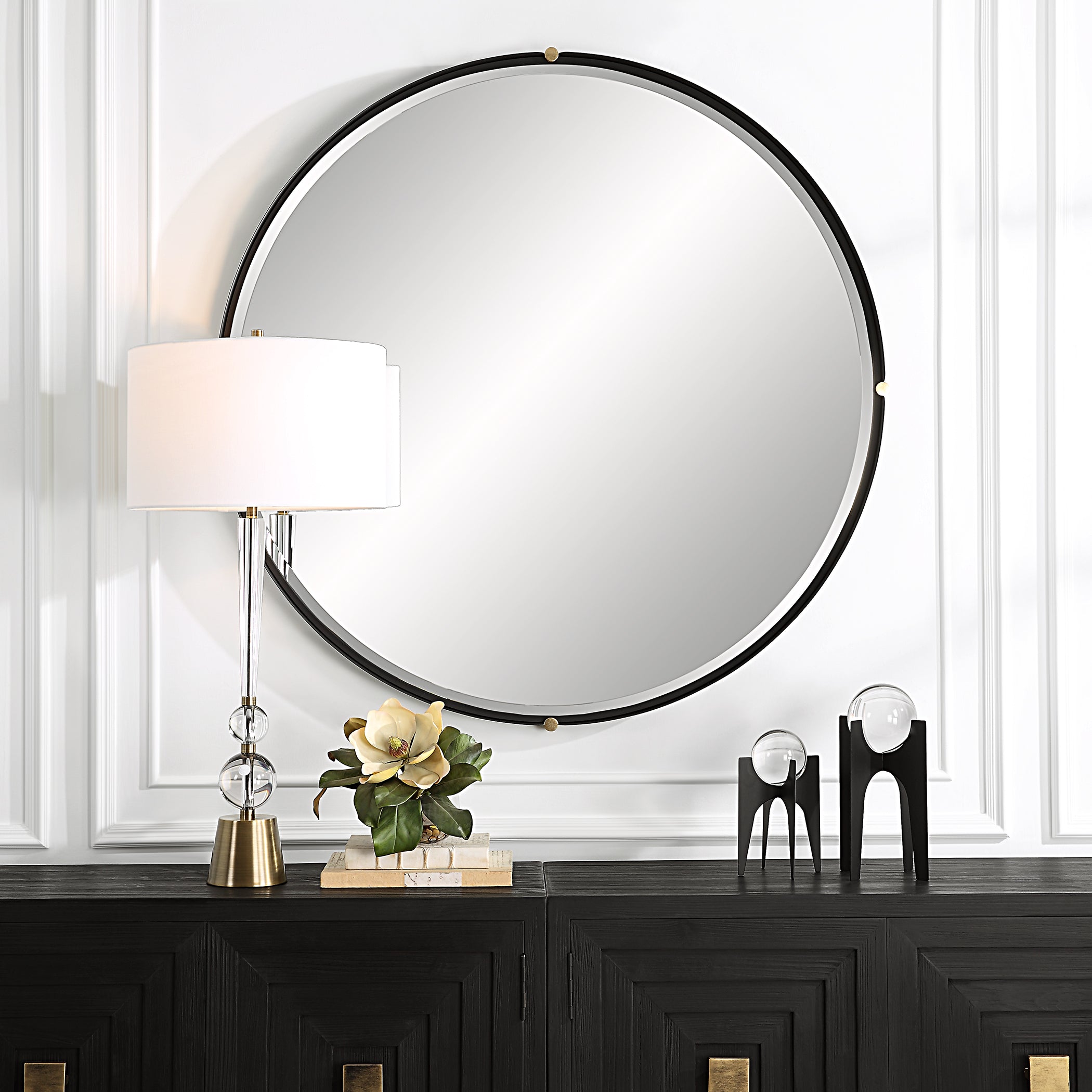 Uttermost Home Motor Freight - Rate to be Quoted Uttermost Bonded Round Black Mirror