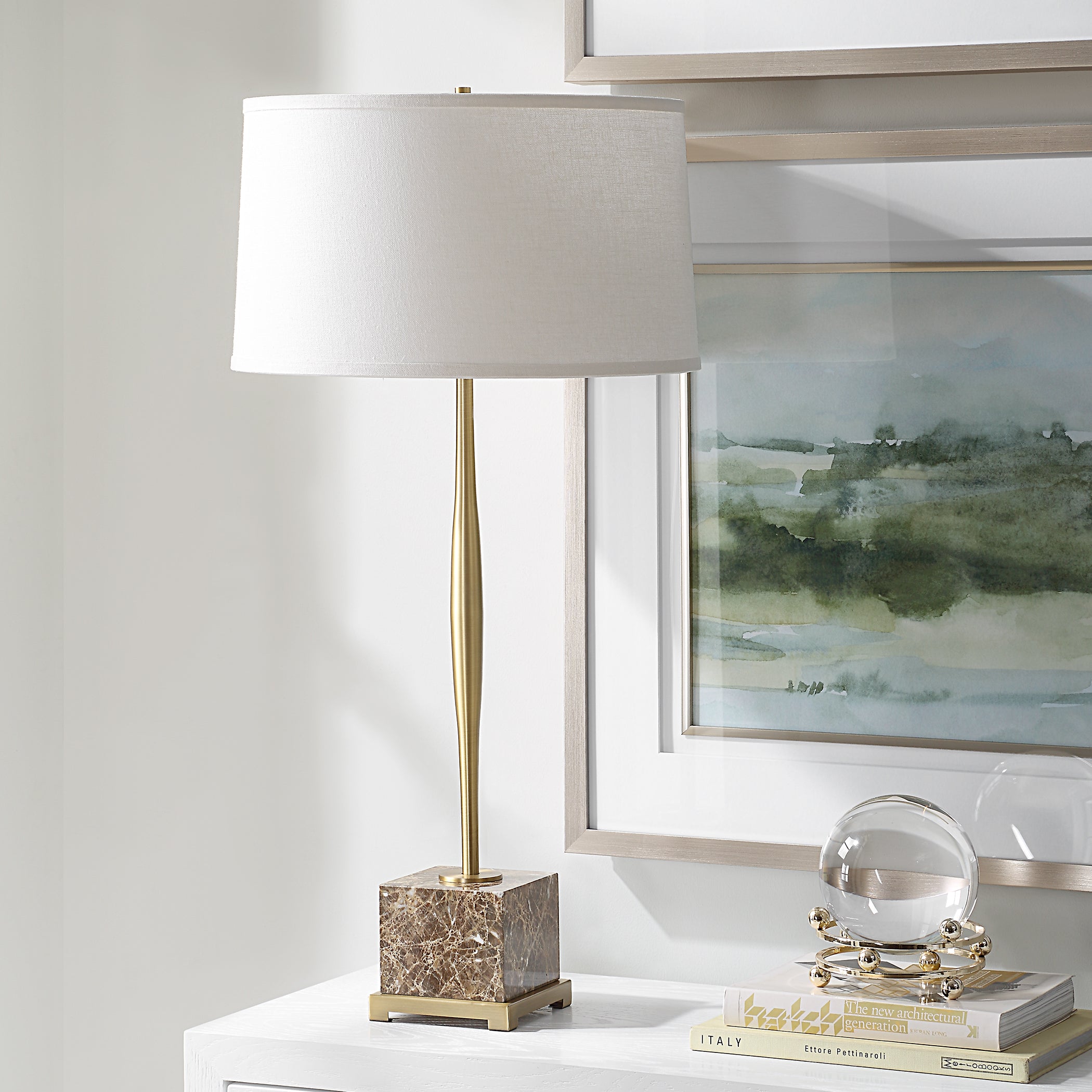 Uttermost Lighting Uttermost Booker Thin Brass Table Lamp