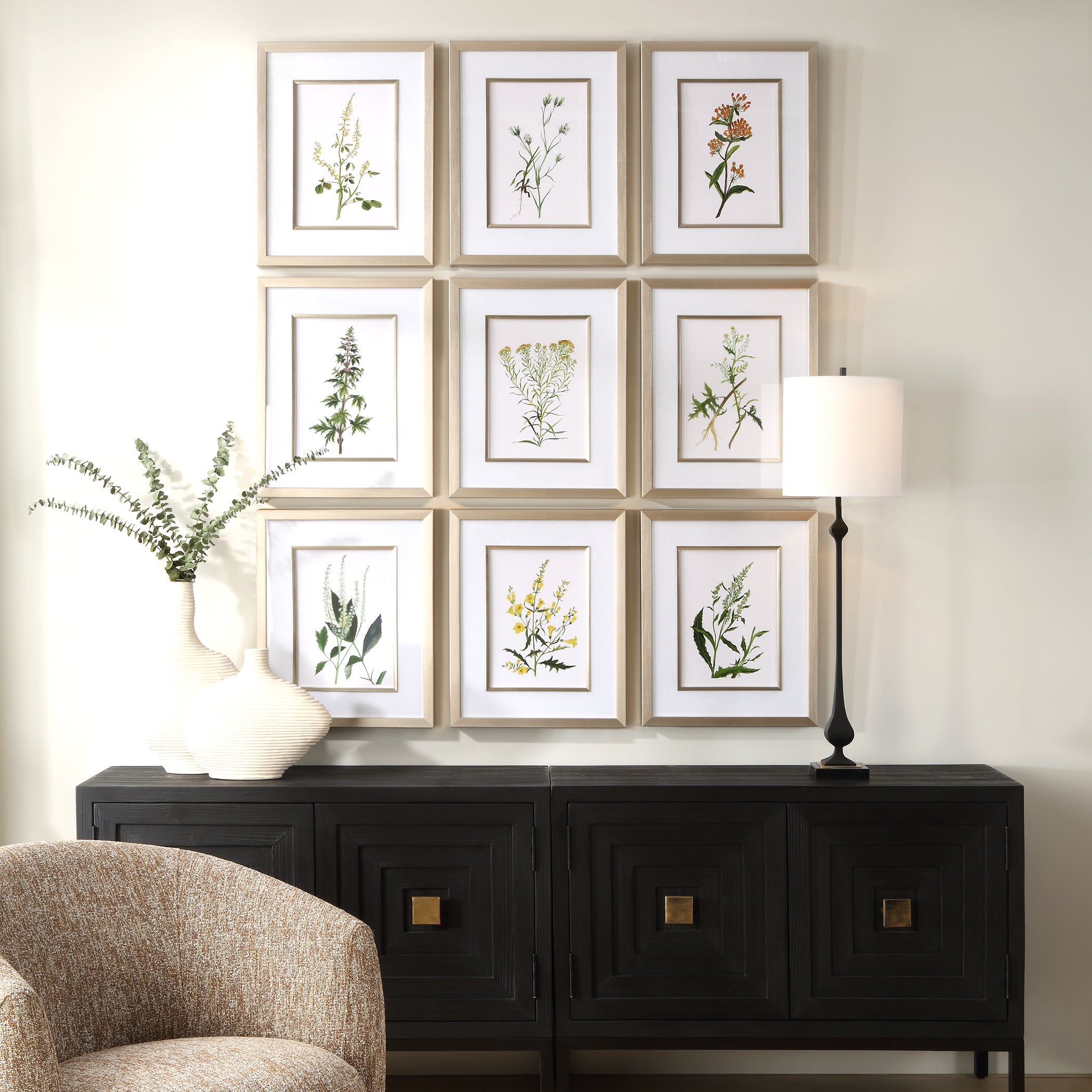 Uttermost Home Decor Uttermost Botanical Flowers Framed Prints, S/9