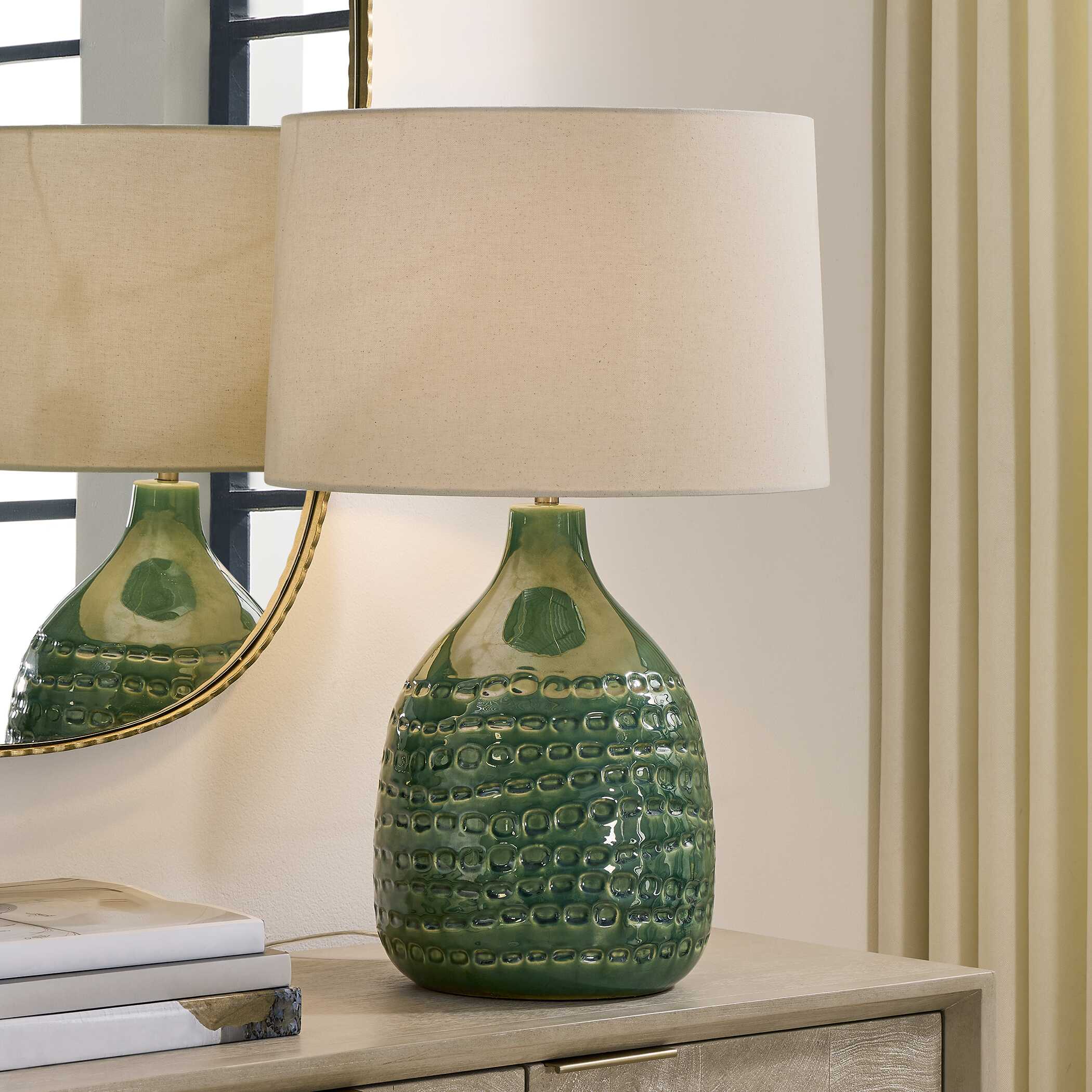 Uttermost Lighting Uttermost Breya Green Glaze Table Lamp